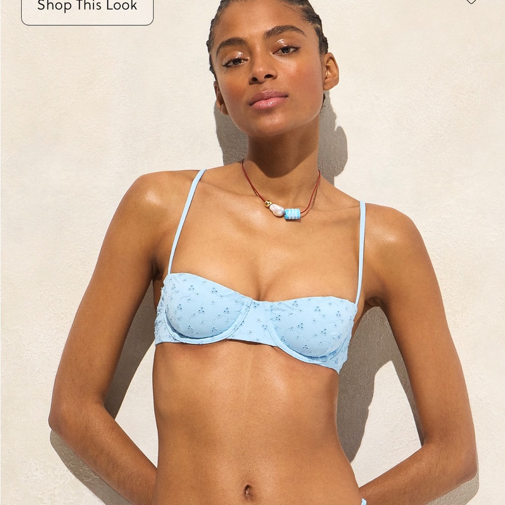 Light Blue Floral Underwire Bikini Top